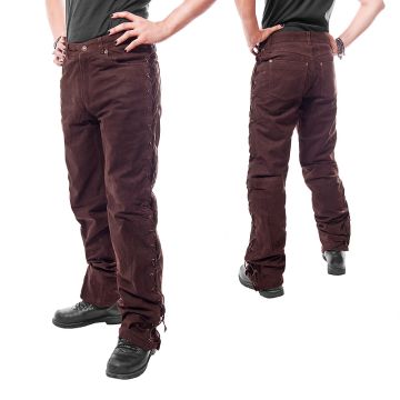Leder schnuerjeans Lederhose braun Nubuck